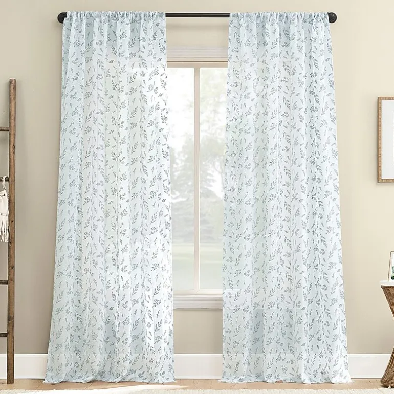 No 918 Briarwood Delicate Leaf Textured Rod Pocket Light-Filtering Single Curtain Panel