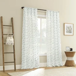 No 918 Briarwood Delicate Leaf Textured Rod Pocket Light-Filtering Single Curtain Panel