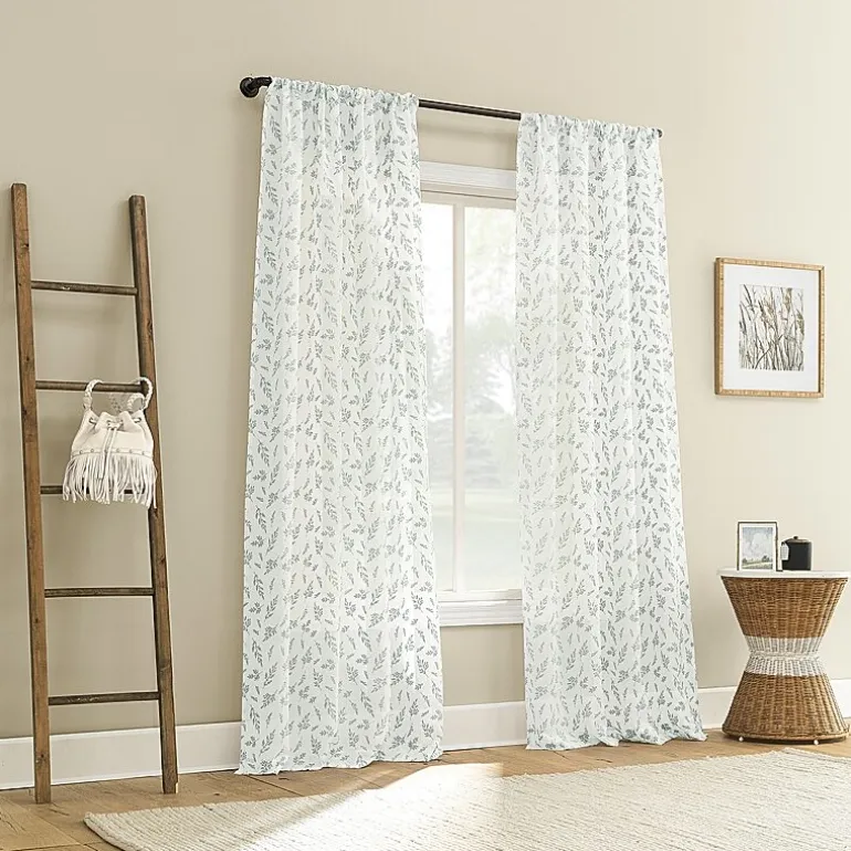 No 918 Briarwood Delicate Leaf Textured Rod Pocket Light-Filtering Single Curtain Panel