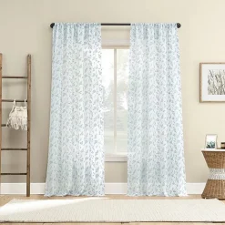 No 918 Briarwood Delicate Leaf Textured Rod Pocket Light-Filtering Single Curtain Panel