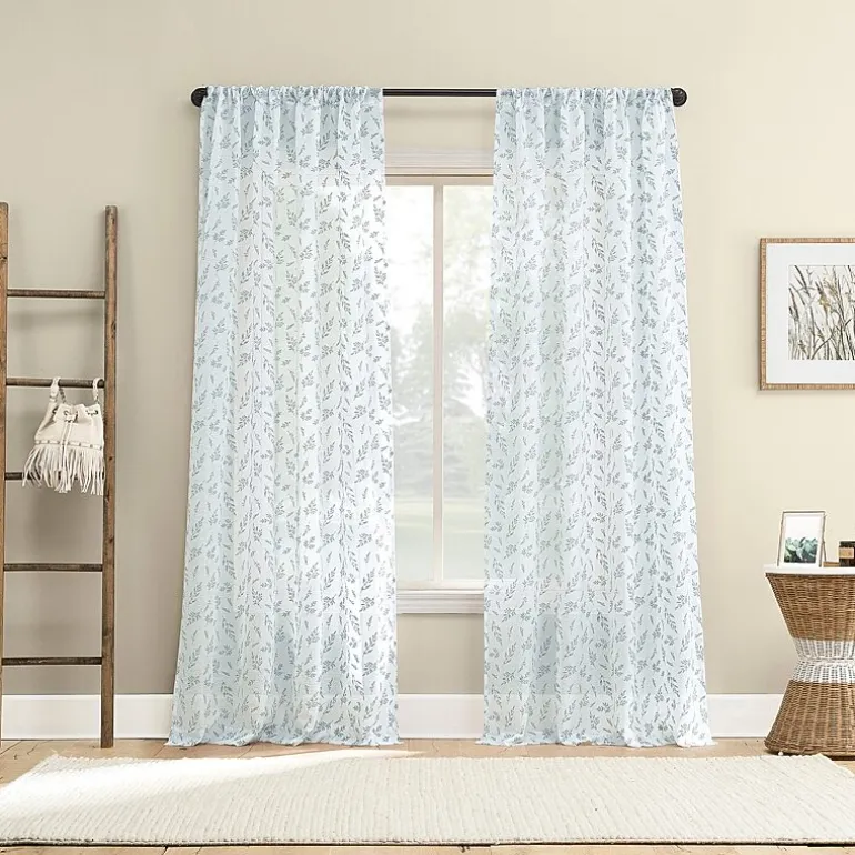 No 918 Briarwood Delicate Leaf Textured Rod Pocket Light-Filtering Single Curtain Panel