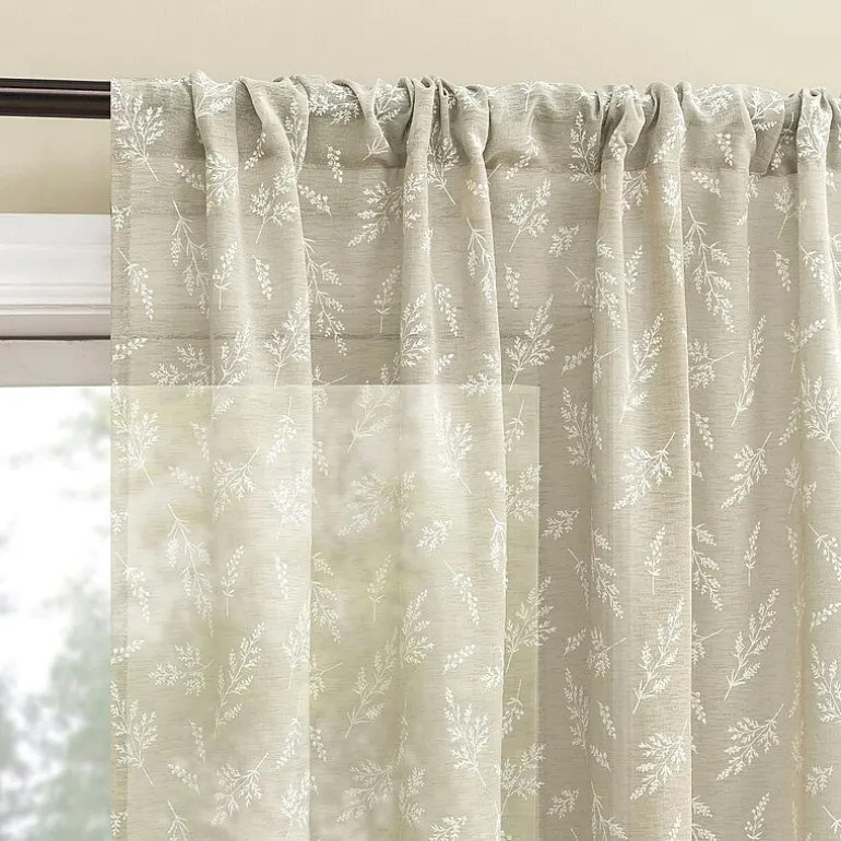 No 918 Briarwood Delicate Leaf Textured Rod Pocket Light-Filtering Single Curtain Panel