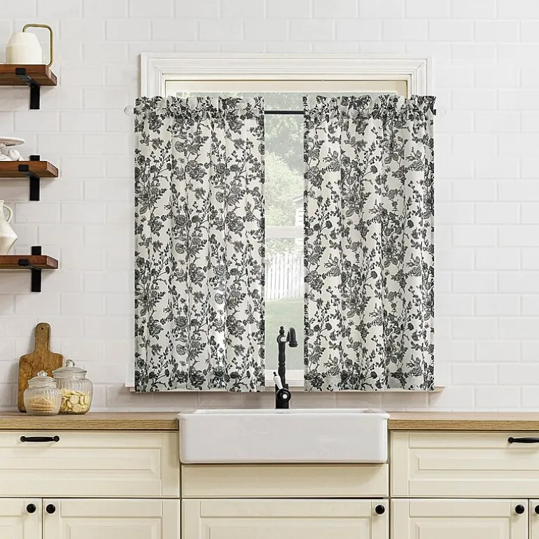 No 918 Elara Tonal Botanical 2-pc. Rod Pocket Window Tier