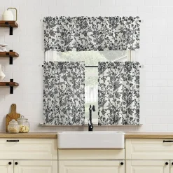 No 918 Elara Tonal Botanical 2-pc. Rod Pocket Window Tier