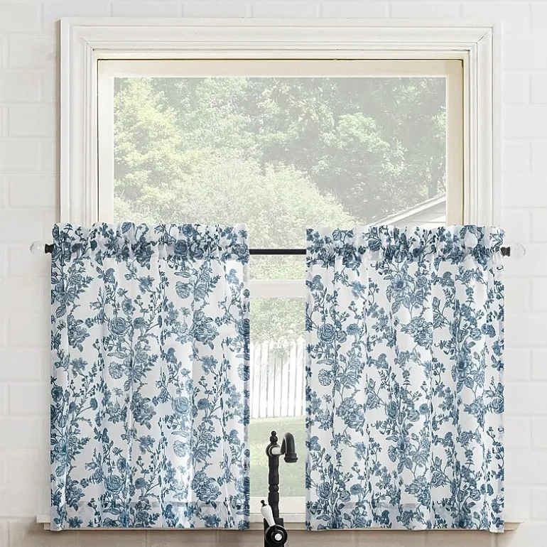 No 918 Elara Tonal Botanical 2-pc. Rod Pocket Window Tier