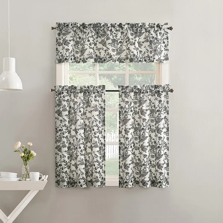 No 918 Elara Tonal Botanical 2-pc. Rod Pocket Window Tier