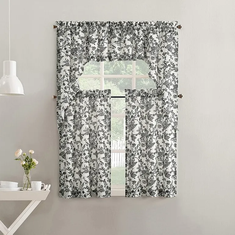 No 918 Elara Tonal Botanical 2-pc. Rod Pocket Window Tier