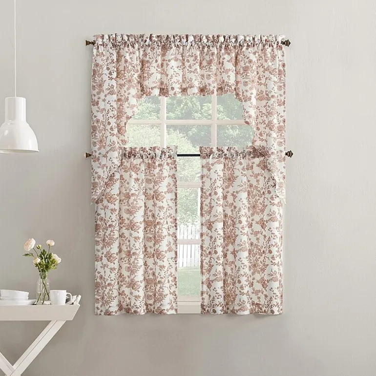 No 918 Elara Tonal Botanical 2-pc. Rod Pocket Window Tier