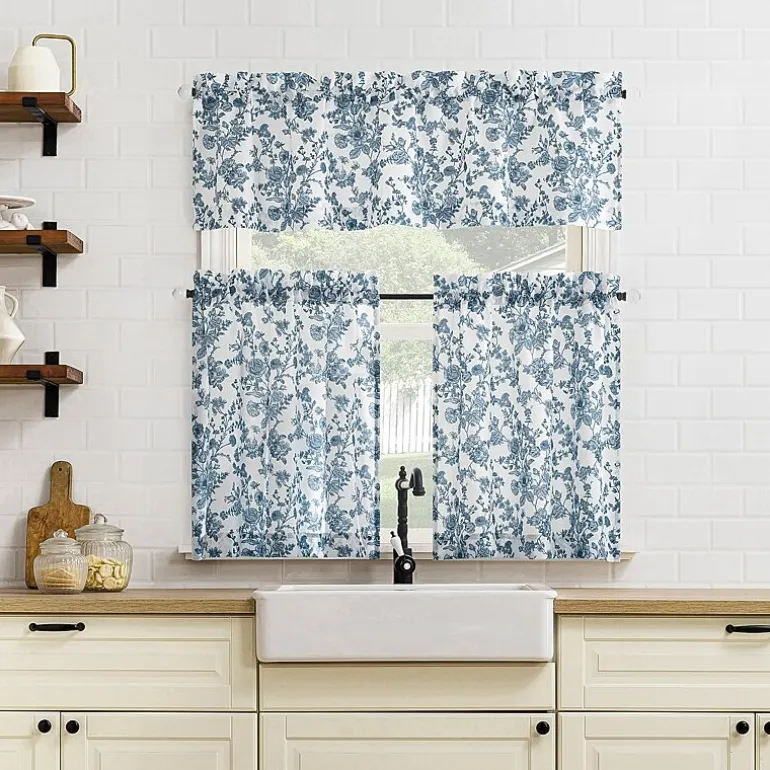 No 918 Elara Tonal Botanical Rod Pocket Tailored Valance