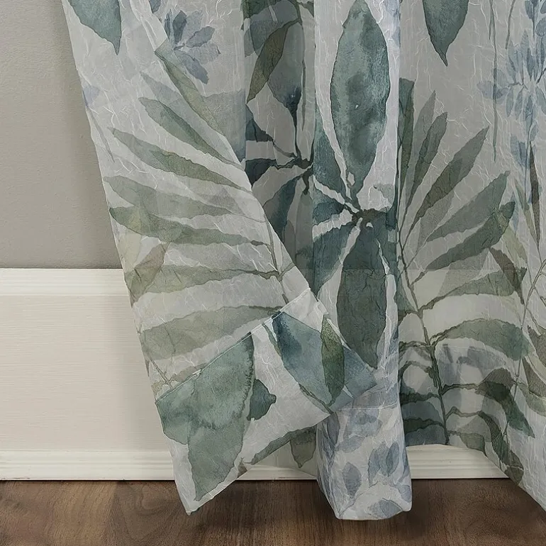 No 918 Fiona Foliage Print Crushed Voile Rod Pocket Light-Filtering Single Curtain Panel