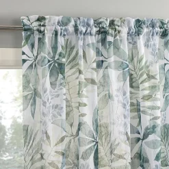 No 918 Fiona Foliage Print Crushed Voile Rod Pocket Light-Filtering Single Curtain Panel
