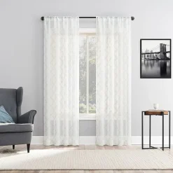 No 918 Harmon Embroidered Grommet Top Light-Filtering Set of 4 Curtain Panel
