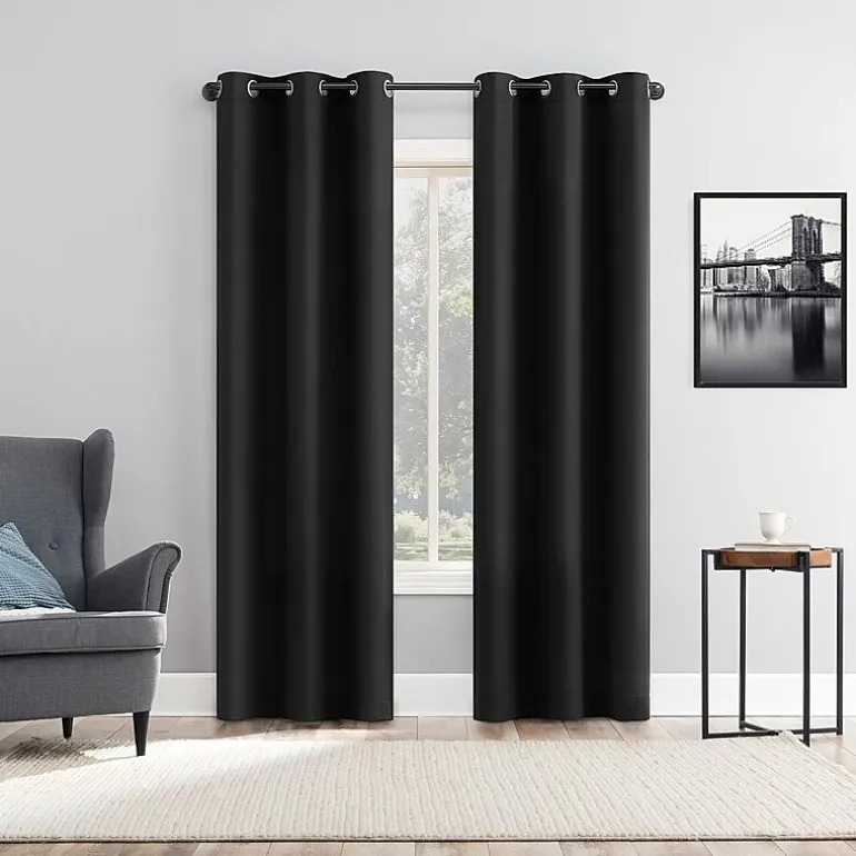 No 918 Harmon Embroidered Grommet Top Light-Filtering Set of 4 Curtain Panel