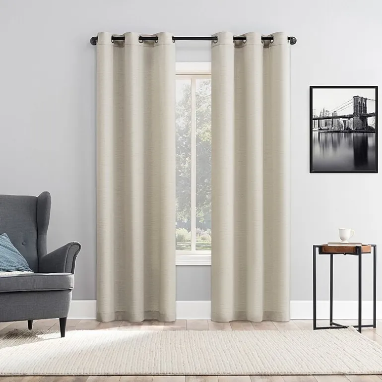 No 918 Harmon Embroidered Grommet Top Light-Filtering Set of 4 Curtain Panel