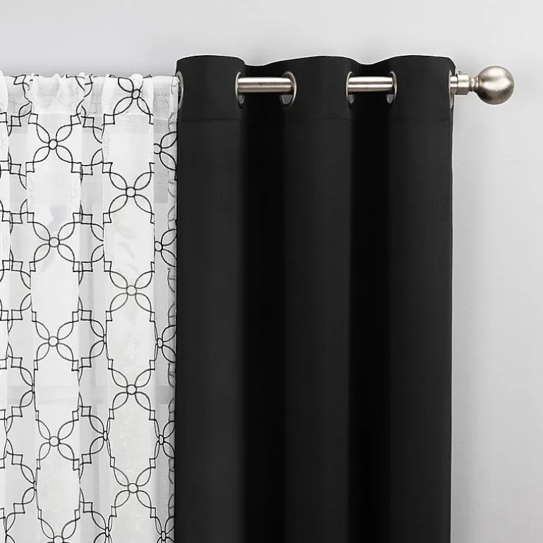 No 918 Harmon Embroidered Grommet Top Light-Filtering Set of 4 Curtain Panel