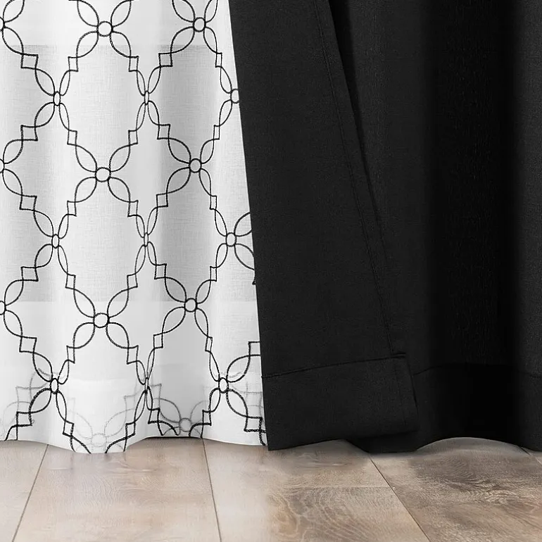 No 918 Harmon Embroidered Grommet Top Light-Filtering Set of 4 Curtain Panel