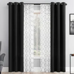 No 918 Harmon Embroidered Grommet Top Light-Filtering Set of 4 Curtain Panel