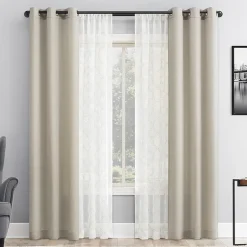 No 918 Harmon Embroidered Grommet Top Light-Filtering Set of 4 Curtain Panel