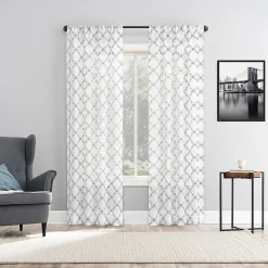 No 918 Harmon Embroidered Grommet Top Light-Filtering Set of 4 Curtain Panel