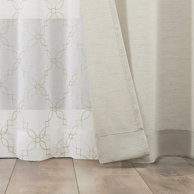 No 918 Harmon Embroidered Grommet Top Light-Filtering Set of 4 Curtain Panel