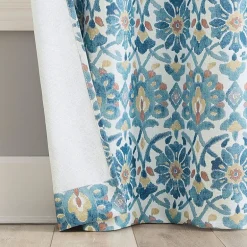 No 918 Hastings Watercolor Medallion Grommet Top Light-Filtering Single Curtain Panel