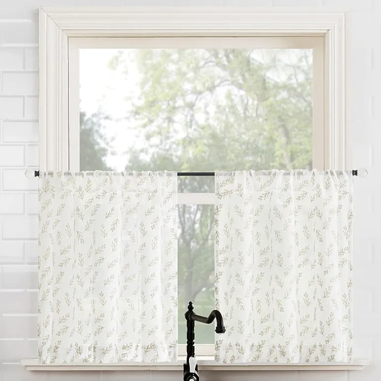 No 918 Hawthorne Floral Leaf 2-pc. Rod Pocket Window Tier