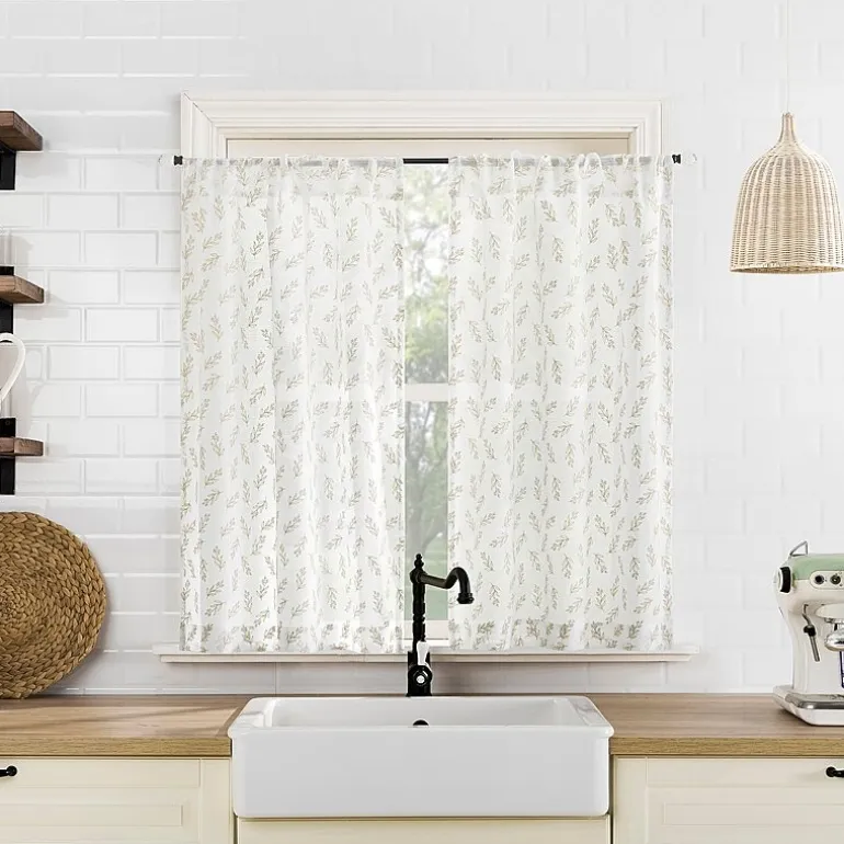 No 918 Hawthorne Floral Leaf 2-pc. Rod Pocket Window Tier