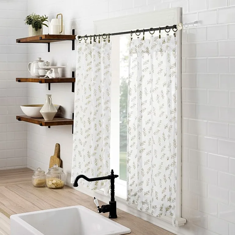 No 918 Hawthorne Floral Leaf 2-pc. Rod Pocket Window Tier