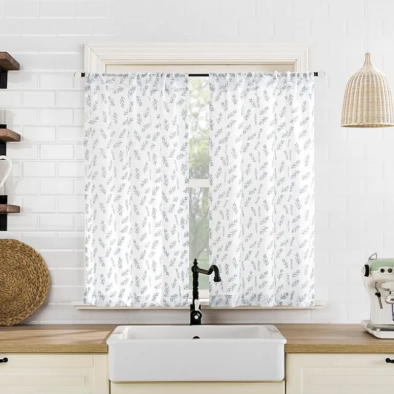 No 918 Hawthorne Floral Leaf 2-pc. Rod Pocket Window Tier