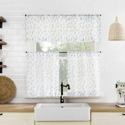 No 918 Hawthorne Floral Leaf 2-pc. Rod Pocket Window Tier
