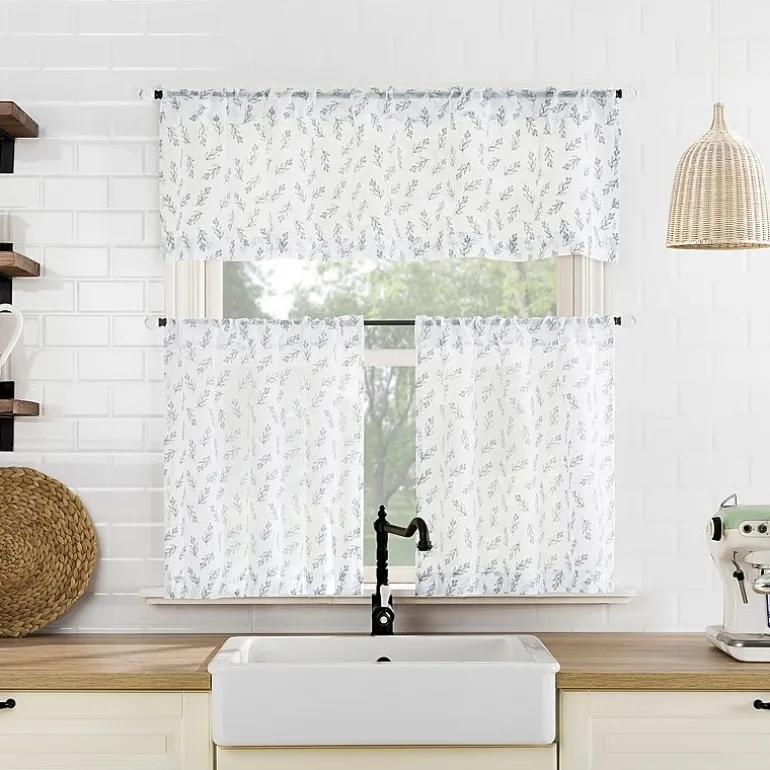 No 918 Hawthorne Floral Leaf 2-pc. Rod Pocket Window Tier