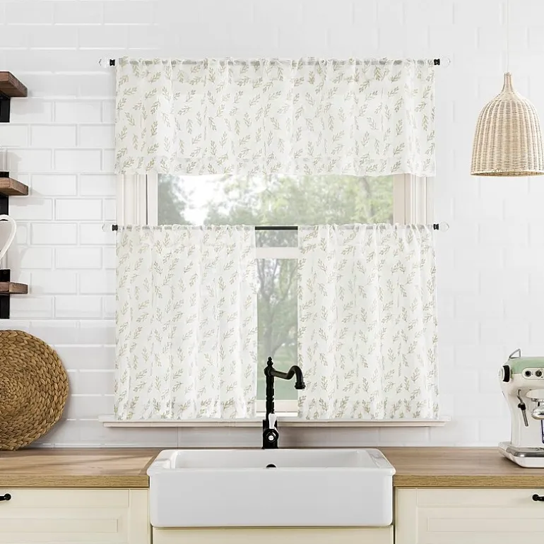 No 918 Hawthorne Floral Leaf Rod Pocket Tailored Valance