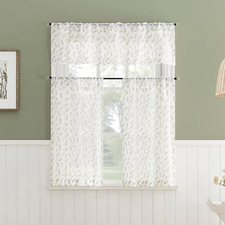 No 918 Hawthorne Floral Leaf Rod Pocket Tailored Valance