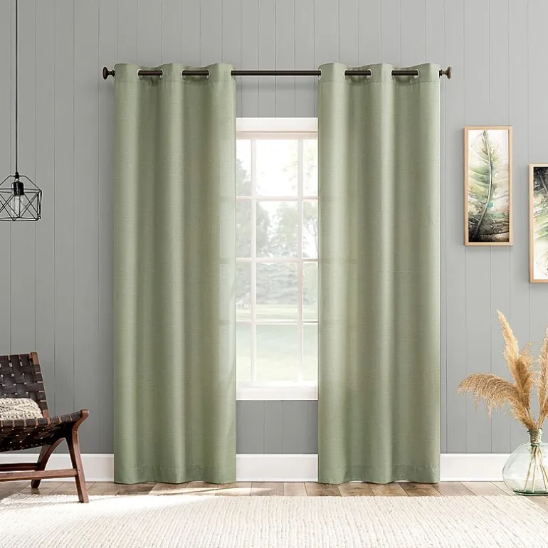 No 918 Landon Textured Grommet Top Light-Filtering Single Curtain Panel