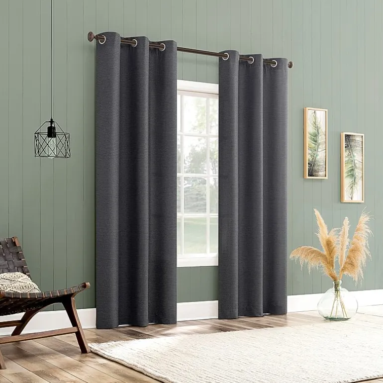 No 918 Landon Textured Grommet Top Light-Filtering Single Curtain Panel