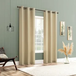 No 918 Landon Textured Grommet Top Light-Filtering Single Curtain Panel