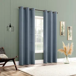 No 918 Landon Textured Grommet Top Light-Filtering Single Curtain Panel