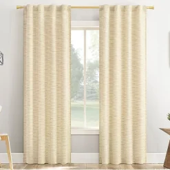 No 918 Laurel Space Dyed Textured Back Tab Light-Filtering Single Curtain Panel