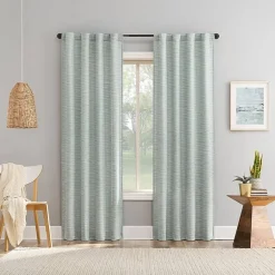 No 918 Laurel Space Dyed Textured Back Tab Light-Filtering Single Curtain Panel