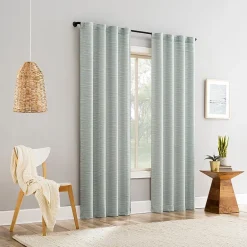 No 918 Laurel Space Dyed Textured Back Tab Light-Filtering Single Curtain Panel