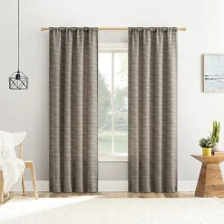 No 918 Laurel Space Dyed Textured Back Tab Light-Filtering Single Curtain Panel