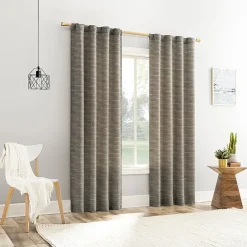 No 918 Laurel Space Dyed Textured Back Tab Light-Filtering Single Curtain Panel