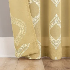 No 918 Ravenna Medallion Rod Pocket Embroidered Light-Filtering Single Curtain Panel