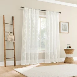 No 918 Ravenna Medallion Rod Pocket Embroidered Light-Filtering Single Curtain Panel