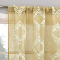 No 918 Ravenna Medallion Rod Pocket Embroidered Light-Filtering Single Curtain Panel