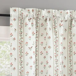 No 918 Riverwood Floral Stripe 2-pc. Rod Pocket Window Tier
