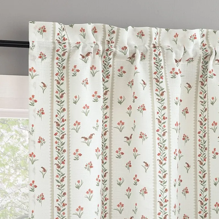 No 918 Riverwood Floral Stripe 2-pc. Rod Pocket Window Tier