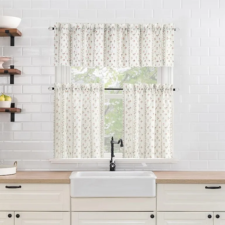 No 918 Riverwood Floral Stripe 2-pc. Rod Pocket Window Tier