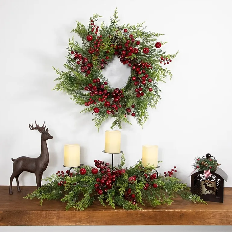 Northlight 36" Apples And Berries Triple Pillar Candle Holder