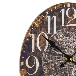 Northlight 12" Battery Operated Brown World Globe Wall Clock